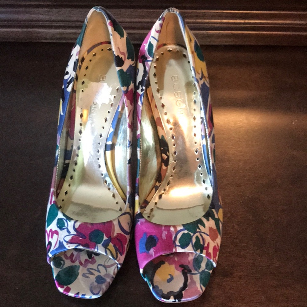 BCBG Floral Peep Toe Pumps